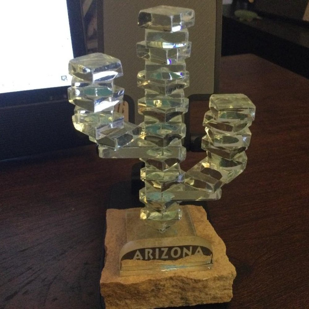 Cactus in Cut Glass on Stone from Arizona